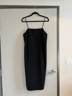 silence + noise Black Midi Slip Dress with Spaghetti Straps